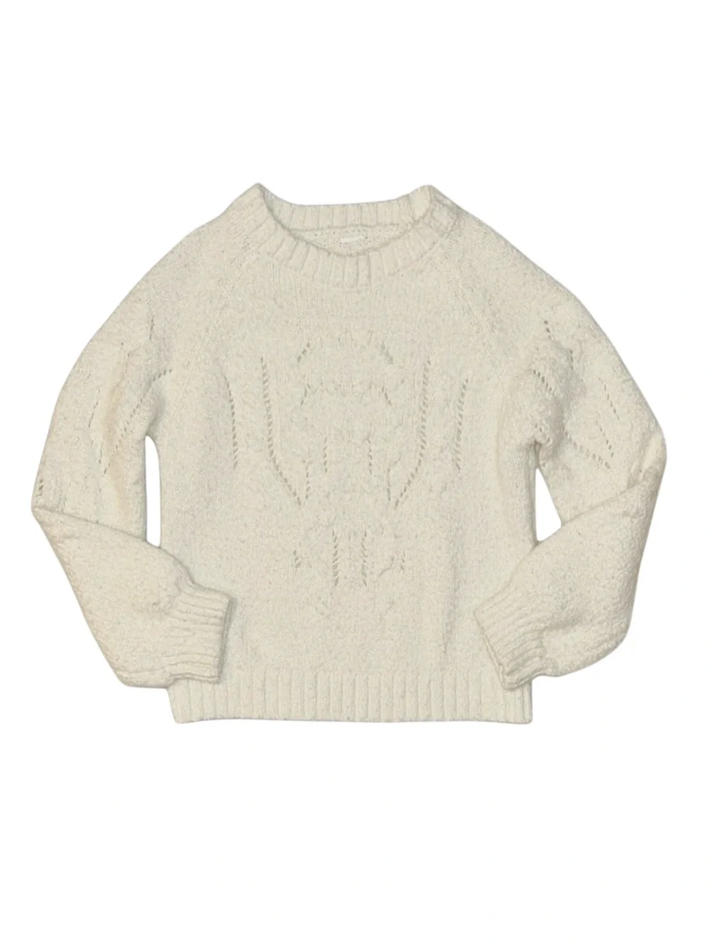 GIRL'S Cream Long Sleeve Sweater 7/8